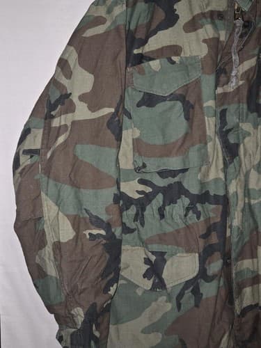 US Army M65 Field Jacket Woodland Camo Coat Large Long 8415-01-099-7839 VGC - Thumbnail 2