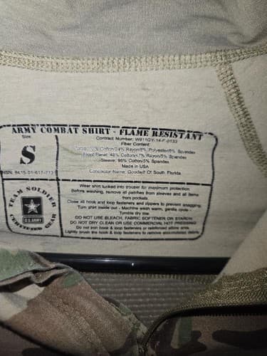US Army Combat Shirt Type II Small Multicam OCP ACS 1/4 Zip 8415-01-617-7131 VGC - Thumbnail 8