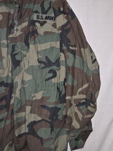 US Army M65 Field Jacket Woodland Camo Coat Large Long 8415-01-099-7839 VGC - Thumbnail 3