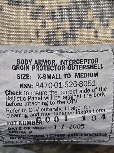 ACU Digital Groin Protector NSN:8470-01-526-8051 #F54f - Thumbnail 3