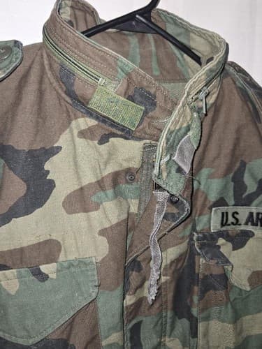 US Army M65 Field Jacket Woodland Camo Coat Large Long 8415-01-099-7839 VGC - Thumbnail 4
