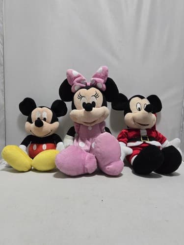 Lot of 3 – Disney Mickey Mouse & Minnie Mouse Plush Toy Plush Collectible #H32h