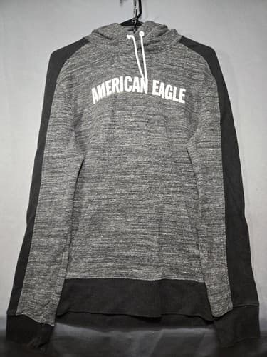 American Eagle Outfitters Heather Gray Colorblock Knit Hoodie Men's Small #S52t - Thumbnail 2