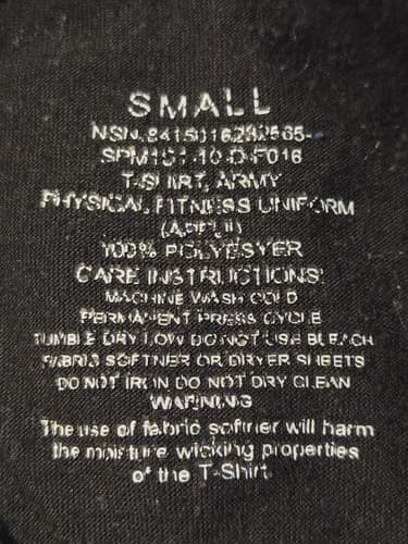 Lot of 2 — USGI APFU Short Sleeve PT Shirts Small Black/Gold NSN - Thumbnail 4