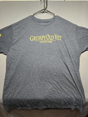 Grunt Style "Grumpy Old Vet" Men's Heather Gray Graphic Tee Size 2XL #S75t - Thumbnail 2