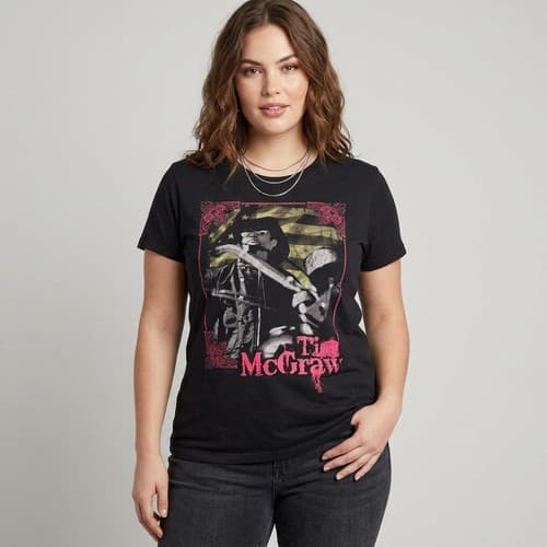 Tim McGraw Country Music Women's Graphic T-Shirt Size Large Gray #S56t