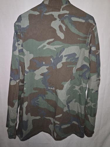 US Army BDU Jacket Woodland Camo Ripstop Coat Mens Large Long Hot Weather VGC - Thumbnail 5