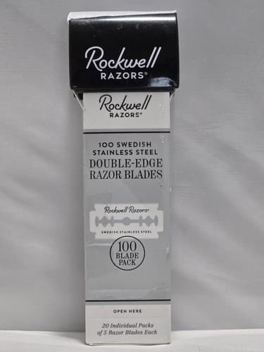 Rockwell Swedish Steel Double Edge Safety Razor Blades 100 Pack w/ Dispenser