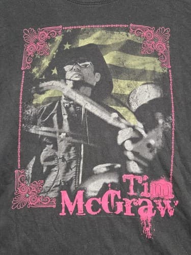 Tim McGraw Country Music Women's Graphic T-Shirt Size Large Gray #S56t - Thumbnail 5