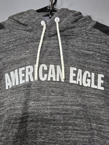 American Eagle Outfitters Heather Gray Colorblock Knit Hoodie Men's Small #S52t - Thumbnail 5