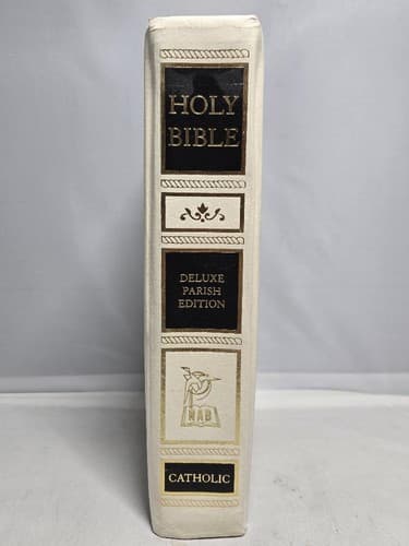 Catholic Holy Bible Deluxe Parish Edition Fireside White Gold Gilt Edges #DC64 - Thumbnail 2