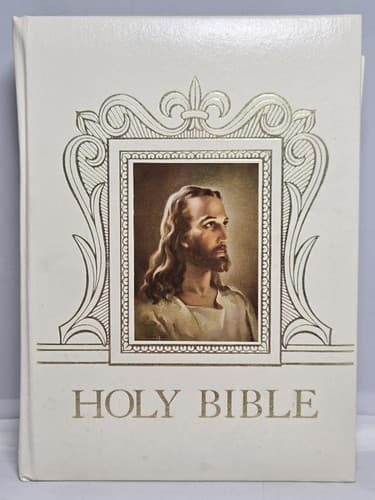 Catholic Holy Bible Deluxe Parish Edition Fireside White Gold Gilt Edges #DC64