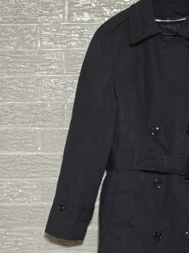 DLA Garrison Collection Black Polyester Trench Coat Size: (10L) #H77h - Thumbnail 2