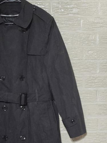 DLA Garrison Collection Black Polyester Trench Coat Size: (10L) #H77h - Thumbnail 3