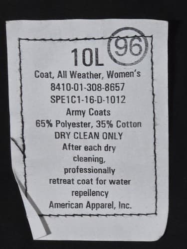 DLA Garrison Collection Black Polyester Trench Coat Size: (10L) #H77h - Thumbnail 5