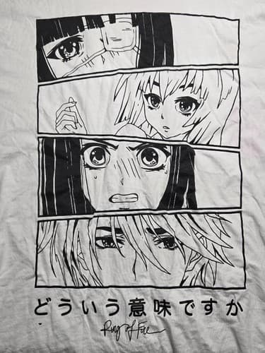Ring of Fire Men's Size 3XL White Anime Panel Graphic Print T-Shirt #T40k - Thumbnail 5
