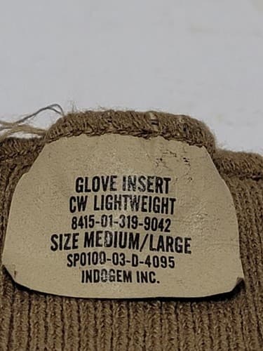 US Army Lightweight Cold Weather Glove Insert Medium/Large, Coyote Brown #37t - Thumbnail 3