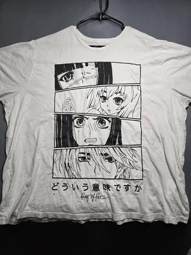 Ring of Fire Men's Size 3XL White Anime Panel Graphic Print T-Shirt #T40k - Thumbnail 2