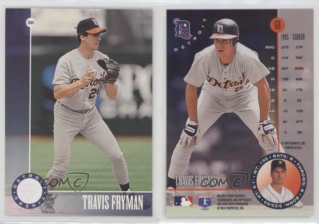 1996 Leaf Silver Travis Fryman #68 Detroit Tigers MLB Baseball Card M1