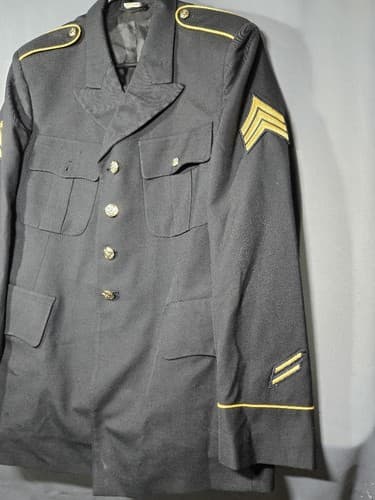 US Army Dress Blue ASU Enlisted Coat Jacket 41 Regular Uniform Medium #T80t - Thumbnail 3