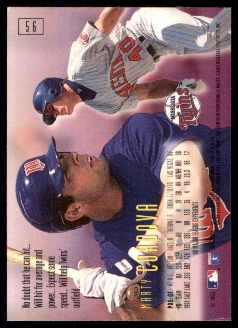 1995 Skybox Emotion - Marty Cordova #56 - Thumbnail 2