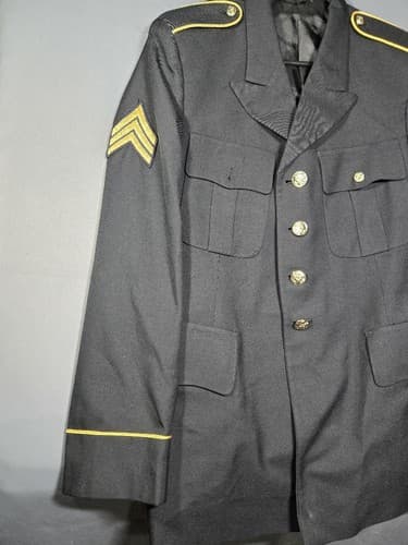 US Army Dress Blue ASU Enlisted Coat Jacket 41 Regular Uniform Medium #T80t - Thumbnail 2