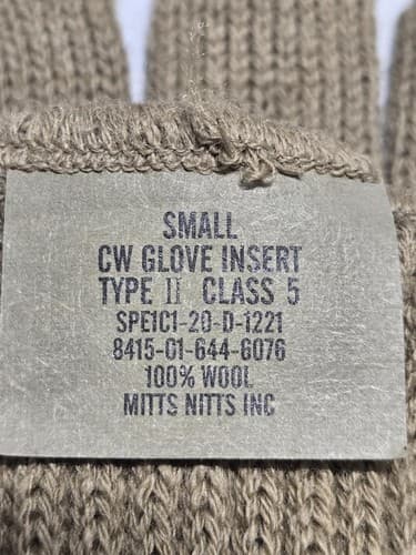 USGI Cold Weather Glove Inserts Brown Coyote Small 8415-01-644-6076 Military - Thumbnail 3