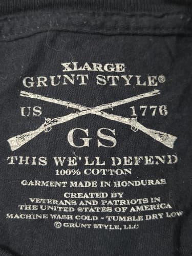 Grunt Style B@MF Graphic T-Shirt Navy Blue Flag Sleeve Patriotic Tee Mens L - Thumbnail 3