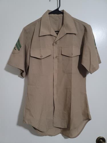 DSCP Marine Men's Poly/Wool Khaki Short Sleeve Shirt Size: (15) #A6a