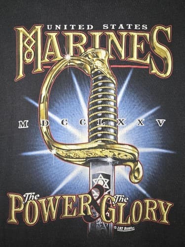 7.62 Design US Marines Power & Glory T Shirt Large Black Military Graphic Tee - Thumbnail 4