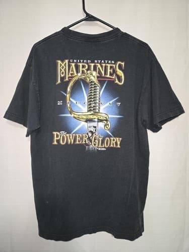 7.62 Design US Marines Power & Glory T Shirt Large Black Military Graphic Tee - Thumbnail 2