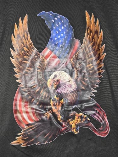 American Eagle Patriotic USA Graphic T-Shirt Black Short Sleeve Men's - Thumbnail 3