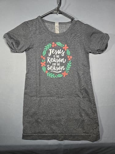 Jesus Is The Reason For The Season Christmas Graphic T-Shirt Youth M Gray #R55r - Thumbnail 2
