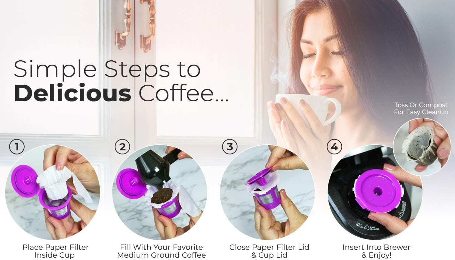 Perfect Pod EZ-Cup 2.0 Paper Filters Reusable K-Cup Liners 50ct (Pack of 6) 300 - Thumbnail 6