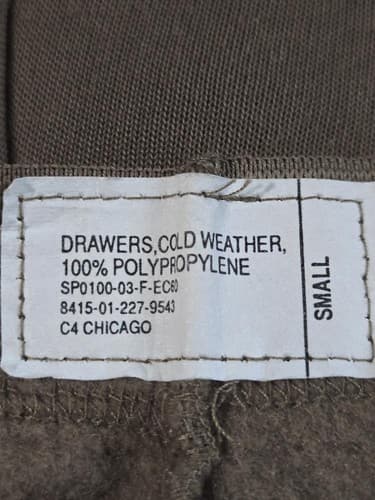 USGI Military Mid Weight Thermal Drawer Pants Size Small Brown 8415-01-227-9543 - Thumbnail 3
