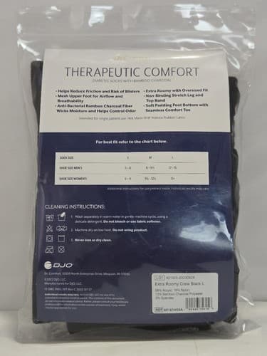 Dr. Comfort Therapeutic Extra Roomy Crew Socks L Black Diabetic Bamboo - Thumbnail 2