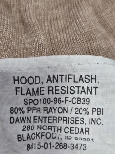 USGI Anti-Flash Hood Balaclava Face Mask Flame Resistant Tan Fire Retardant - Thumbnail 6