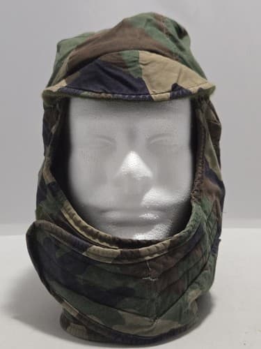 USGI M81 Woodland Camo Cold Weather BDU Helmet Liner Cap Pile Hat Size 7 3/4