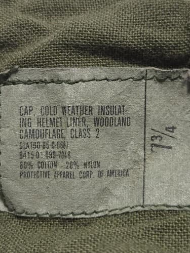 USGI M81 Woodland Camo Cold Weather BDU Helmet Liner Cap Pile Hat Size 7 3/4 - Thumbnail 9