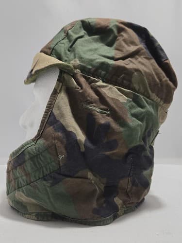 USGI M81 Woodland Camo Cold Weather BDU Helmet Liner Cap Pile Hat Size 7 3/4 - Thumbnail 3