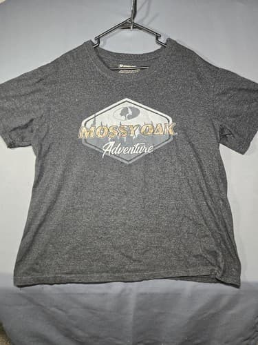 Mossy Oak Men's Short Sleeve Graphic T-Shirt Gray Camo Logo Size XL #S77m