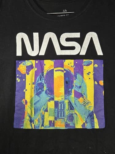 Hyper Space Men's Black Short Sleeve Graphic T-Shirt NASA Style Size 2XL #S10h - Thumbnail 2