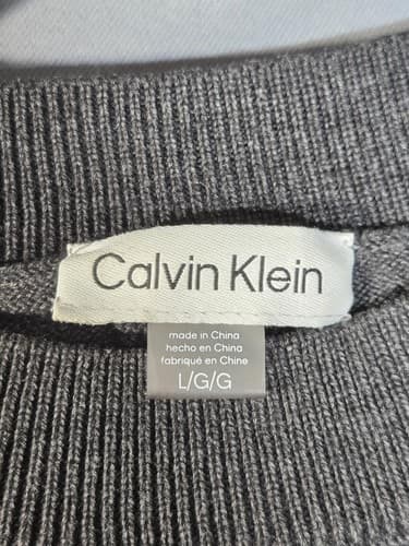 Calvin Klein Women's Gray Sleeveless Knit Sweater Dress Size Large Heathered - Thumbnail 3