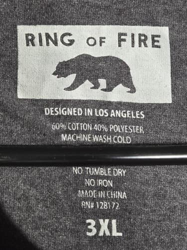 Ring of Fire Men's Heather Charcoal Gray Short Sleeve Graphic T-Shirt Sz 3XL S55 - Thumbnail 4