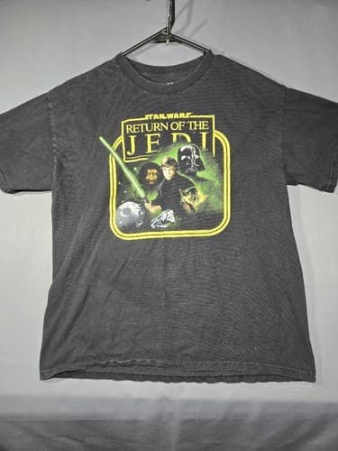Star Wars Men's Black Short Sleeve Graphic T-Shirt Iconic Logo Men's Size L S44w