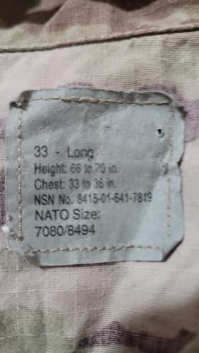 FRACU MultiCam OCP Military Combat Uniform Jacket Size 33 Long #T65r - Thumbnail 7
