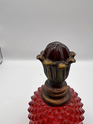 Ruby Red Fenton Glass style Sculpture Lucite Faux Bottle - Thumbnail 5