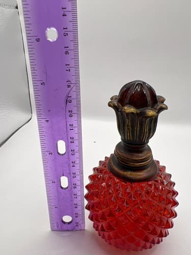 Ruby Red Fenton Glass style Sculpture Lucite Faux Bottle - Thumbnail 8