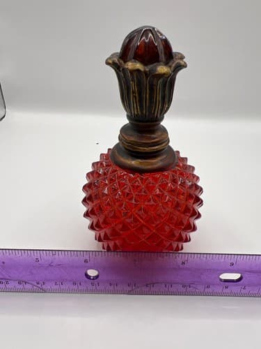 Ruby Red Fenton Glass style Sculpture Lucite Faux Bottle - Thumbnail 9