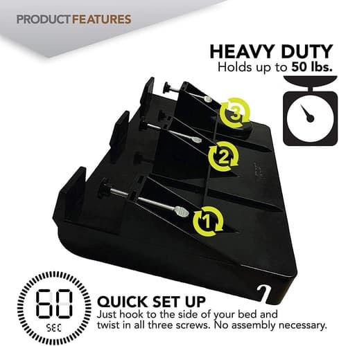 Modern Innovations Bedside Shelf, Clip On Nightstand Tray w/ Cord & Cup Holder - Thumbnail 4